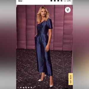 Lulus navy, satin, one shoulder jumpsuit